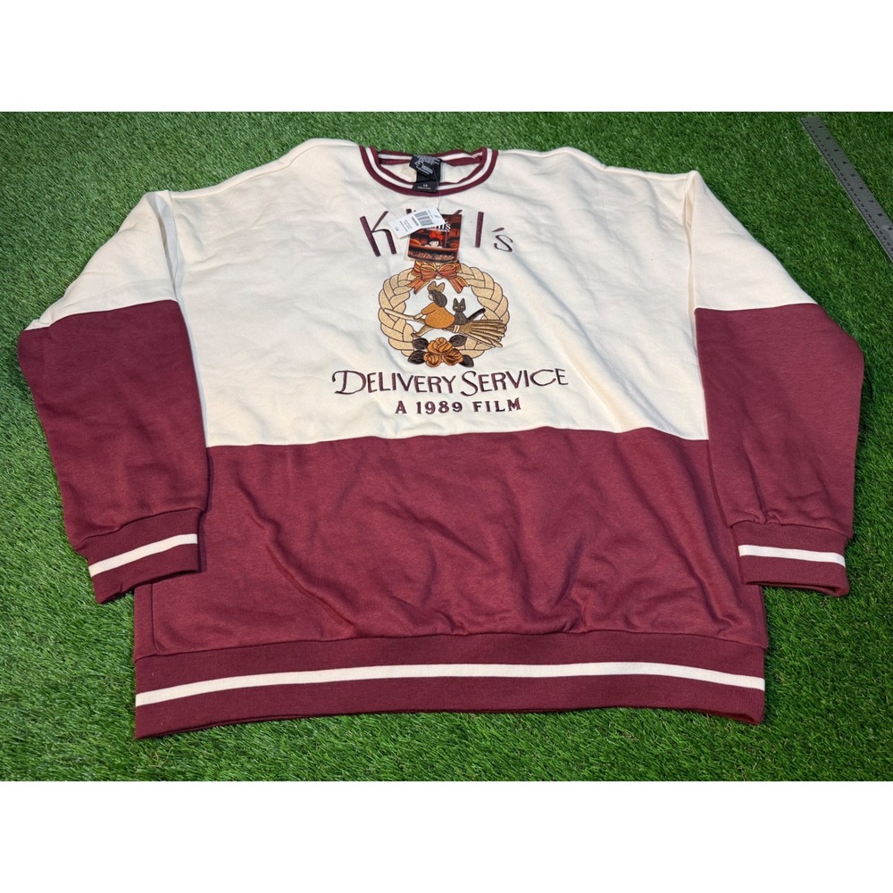 Kikis Delivery Service Sweatshirt Cream Maroon Graphic Anime Film Cozy Size LG